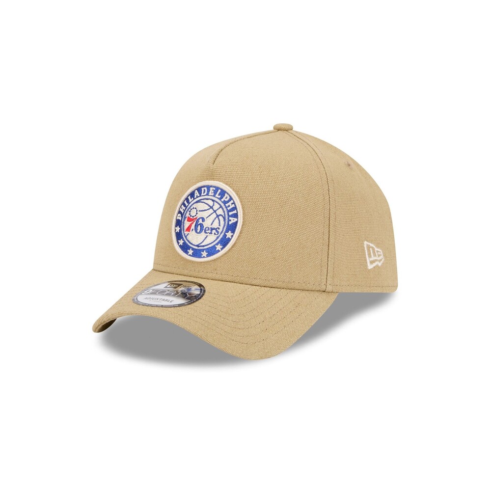 Philadelphia 76ers Logo Essentials Khaki 9FORTY A-Frame Snapback Hat - One Size